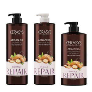 Kerasys Argan Oil Kit Profissional – Shampoo 1L + Condicionador 1L + Máscara 1L